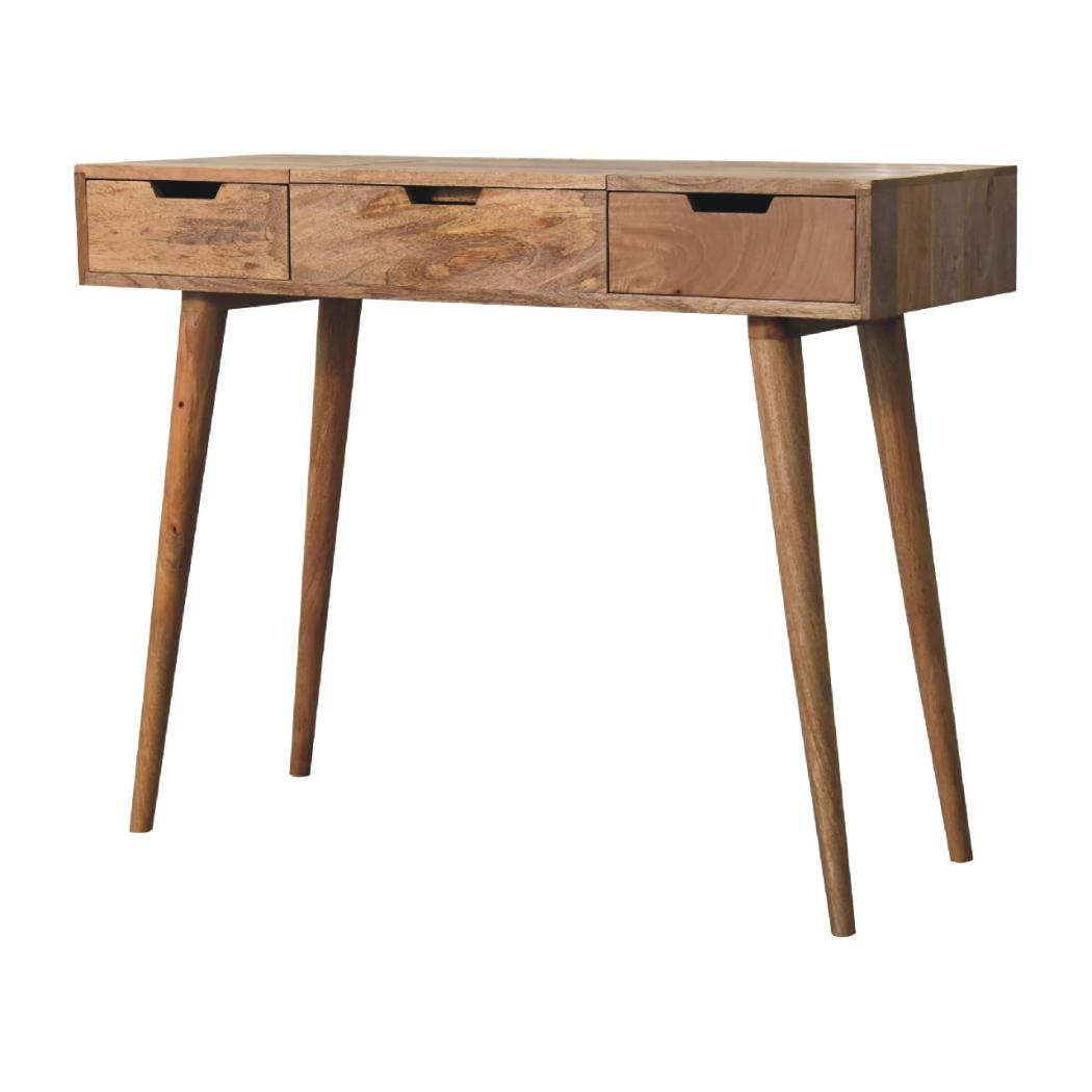 Oak-Inspired Dressing Table | Solid Mango Wood | Natural Finish | Bedroom Vanity