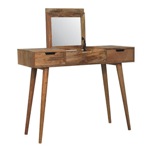 Oak-Inspired Dressing Table | Solid Mango Wood | Natural Finish | Bedroom Vanity