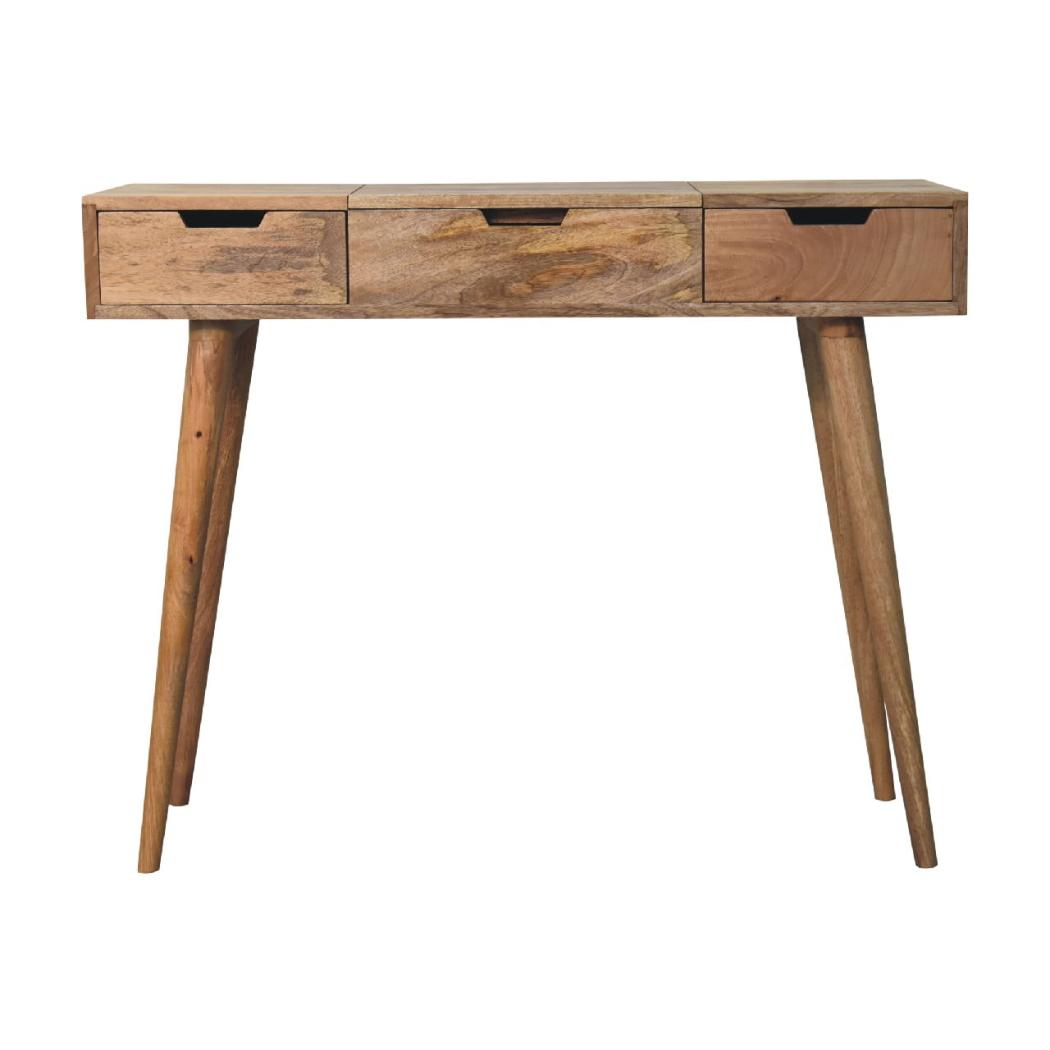 Oak-Inspired Dressing Table | Solid Mango Wood | Natural Finish | Bedroom Vanity