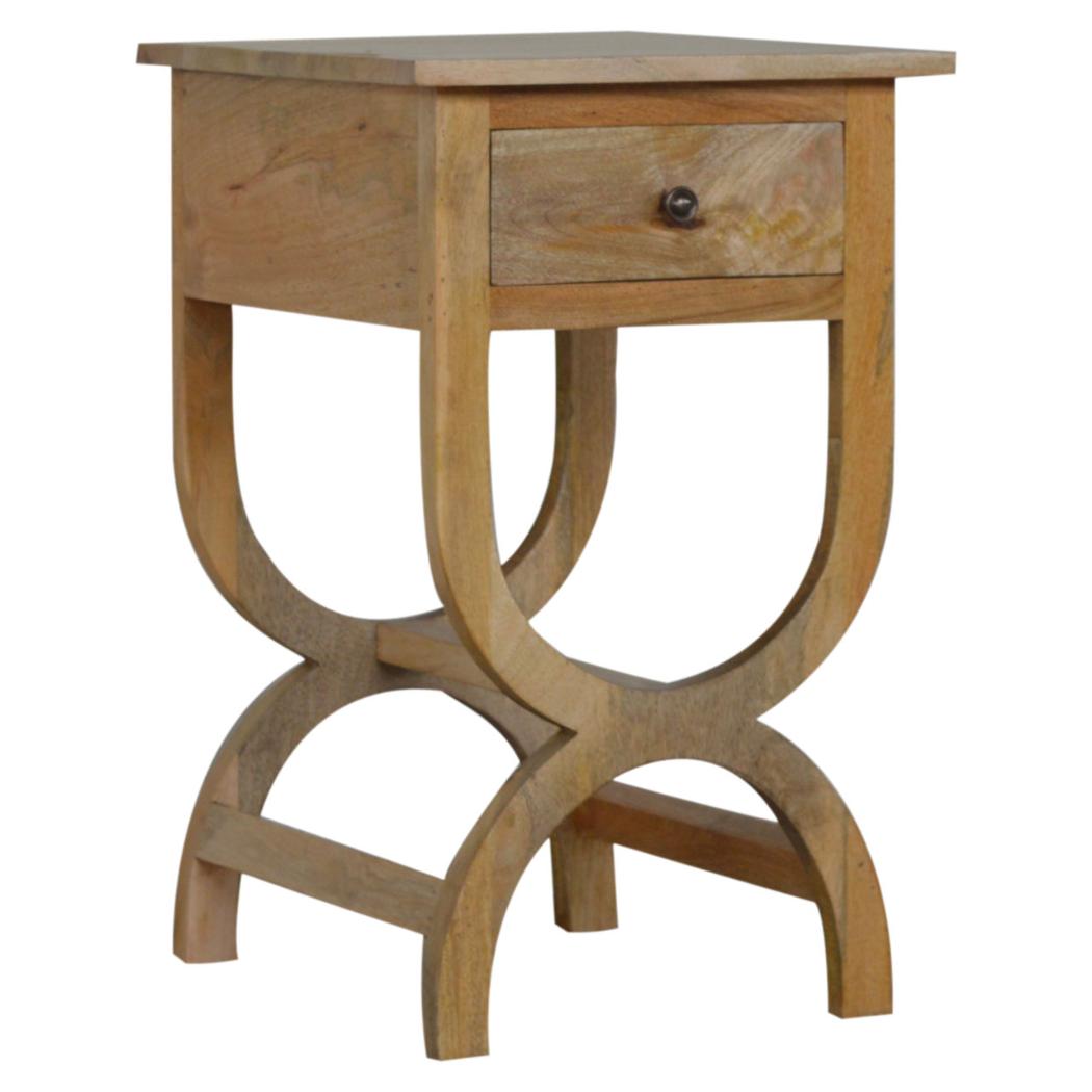 Oak-Inspired Serpentine Bedside Table | Curved Profile | Elegant Bedroom Accent