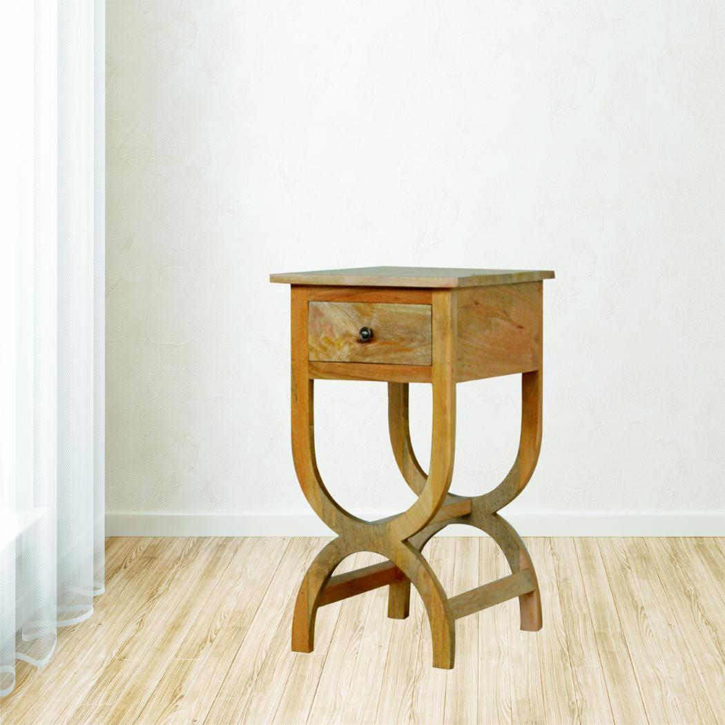 Oak-Inspired Serpentine Bedside Table | Curved Profile | Elegant Bedroom Accent