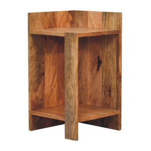 Oak-ish Box Bedside Table | Solid Mango Wood | Natural Oak Finish | Open Shelf Nightstand