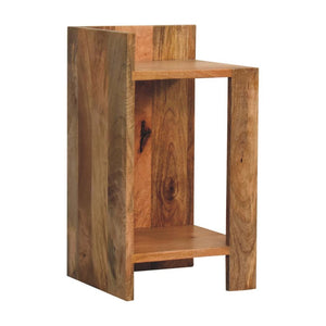 Oak-ish Box Bedside Table | Solid Mango Wood | Natural Oak Finish | Open Shelf Nightstand