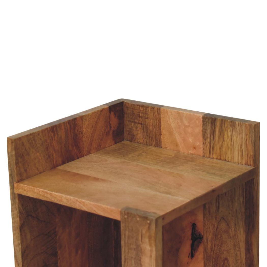 Oak-ish Box Bedside Table | Solid Mango Wood | Natural Oak Finish | Open Shelf Nightstand