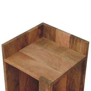 Oak-ish Box Bedside Table | Solid Mango Wood | Natural Oak Finish | Open Shelf Nightstand