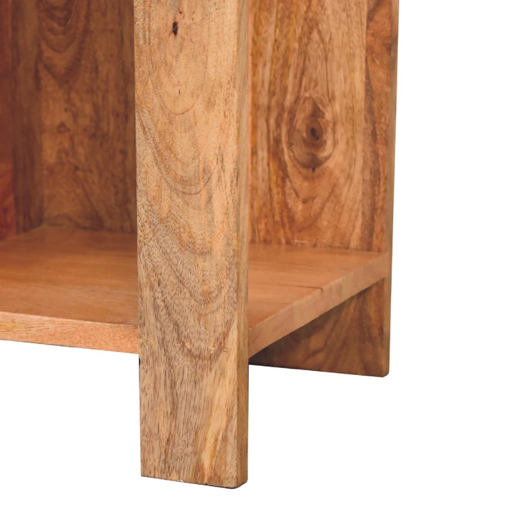 Oak-ish Box Bedside Table | Solid Mango Wood | Natural Oak Finish | Open Shelf Nightstand