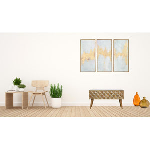 Oak-ish Diamond Bench | Geometric Detail | Versatile Home Seating