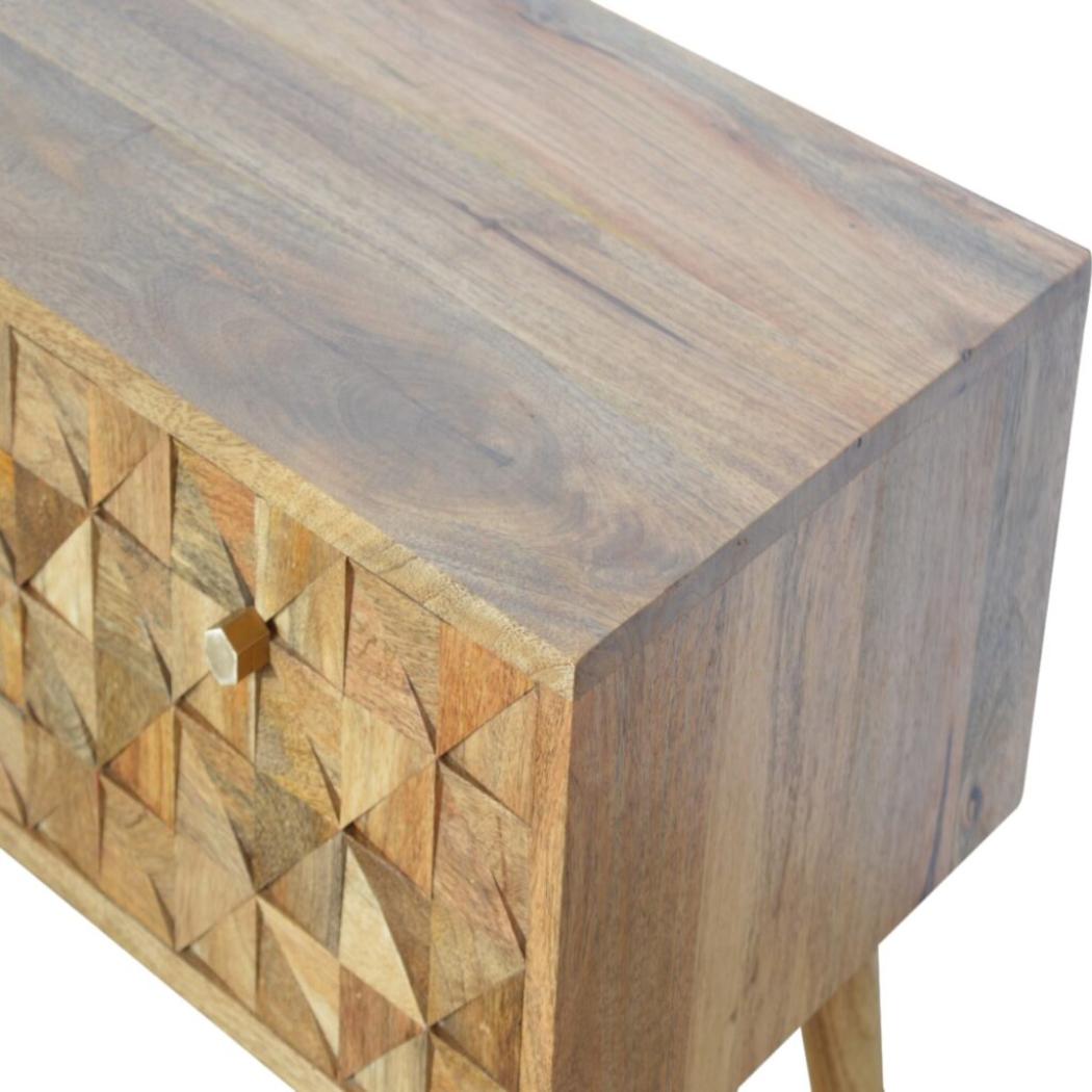 Oak-ish Diamond Bench | Geometric Detail | Versatile Home Seating