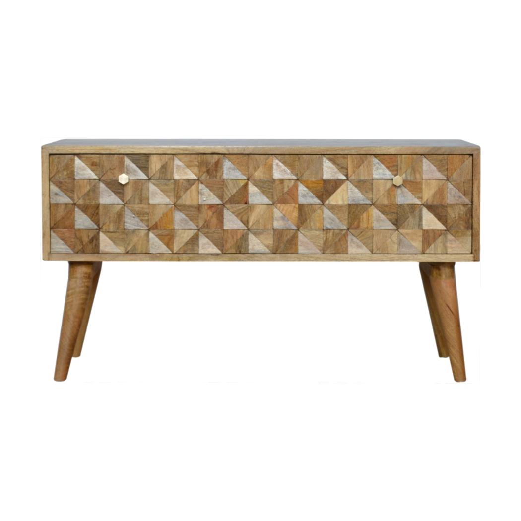 Oak-ish Diamond Bench | Geometric Detail | Versatile Home Seating