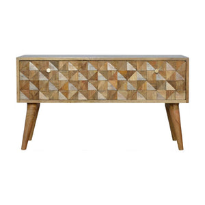 Oak-ish Diamond Bench | Geometric Detail | Versatile Home Seating