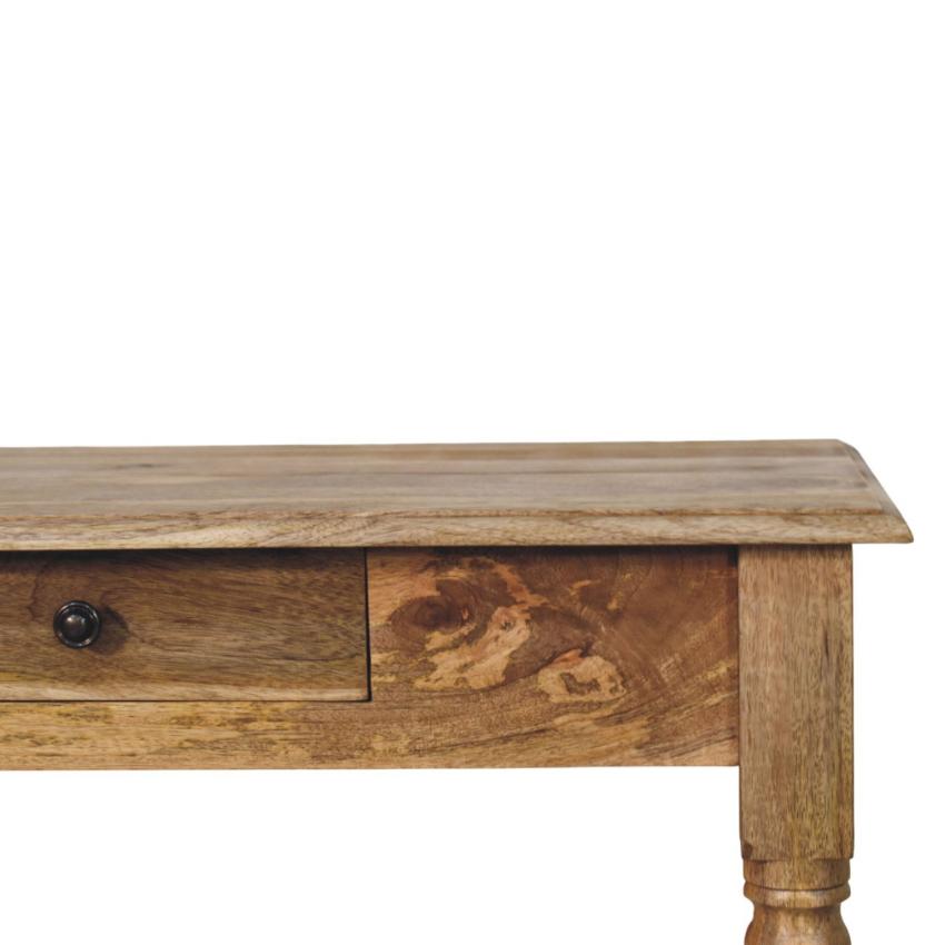Oak-ish Turned Leg Writing Desk | Solid Wood Study Table