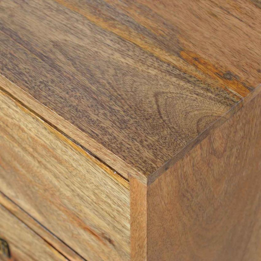 Oak-Style Bedside Table | 2 Drawers | Brass Label Holder Handles