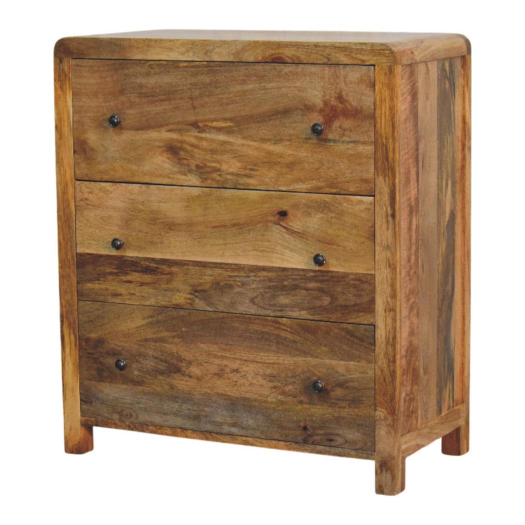 Oakish Three-Drawer Chest | Compact Bedroom Storage