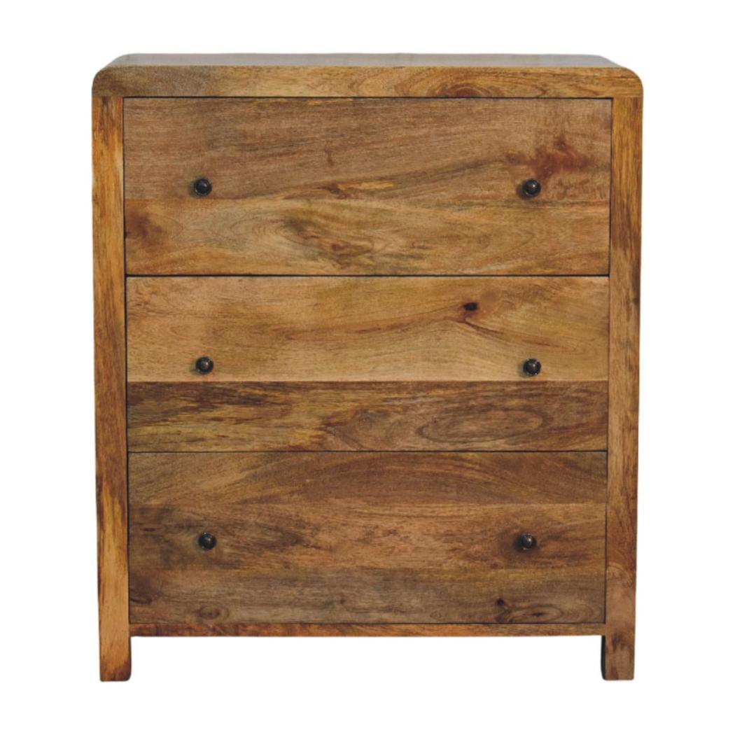 Oakish Three-Drawer Chest | Compact Bedroom Storage