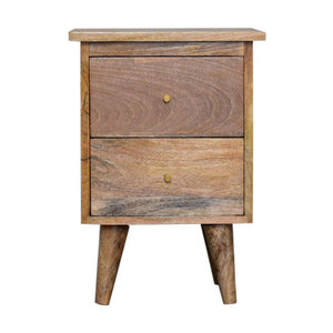 Oakridge 2 Drawer Bedside Table | Solid Mango Wood | Oak Finish | Nordic Legs