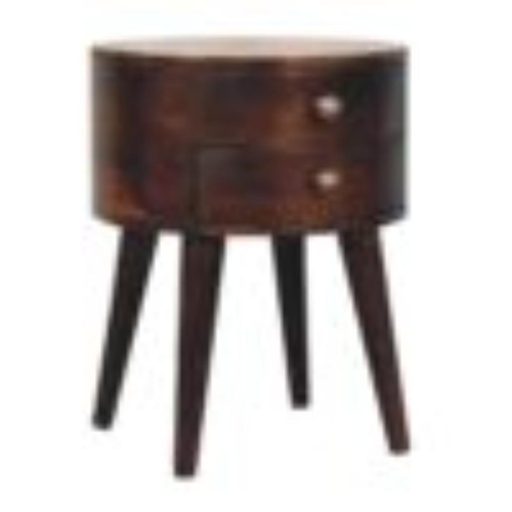 Odyssey Bedside Table | Solid Mango Wood | California Walnut Finish | 2 Drawer Nightstand