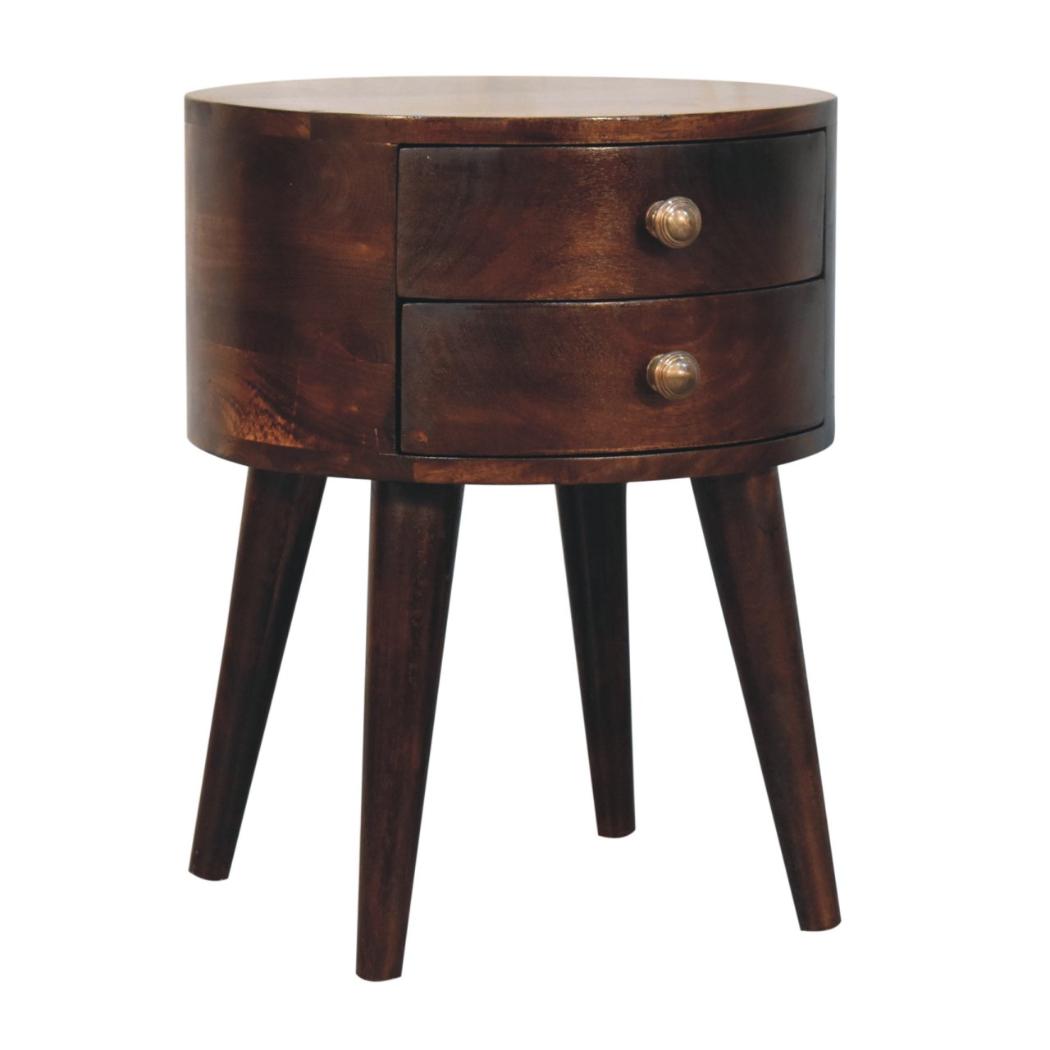 Odyssey Bedside Table | Solid Mango Wood | California Walnut Finish | 2 Drawer Nightstand