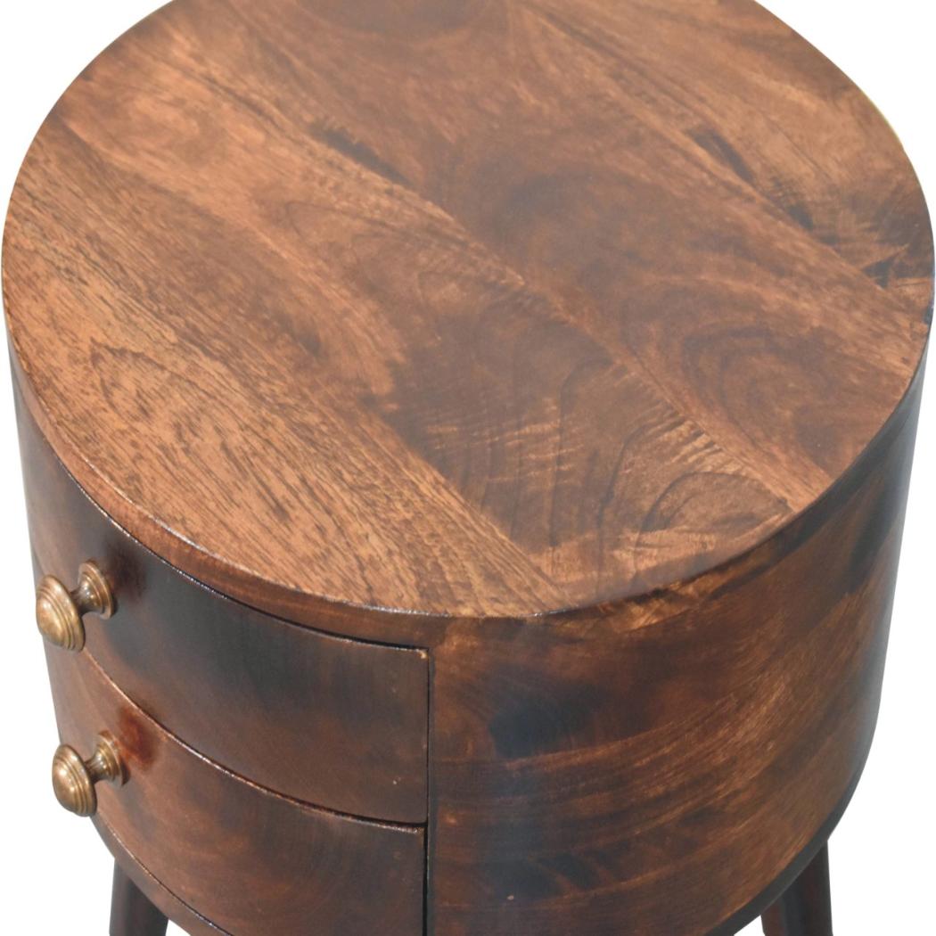 Odyssey Bedside Table | Solid Mango Wood | California Walnut Finish | 2 Drawer Nightstand