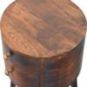 Odyssey Bedside Table | Solid Mango Wood | California Walnut Finish | 2 Drawer Nightstand