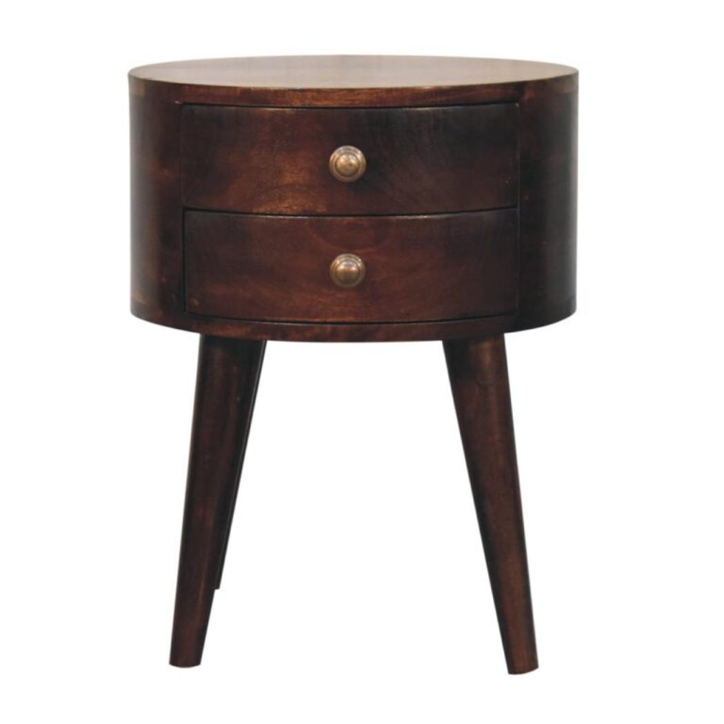 Odyssey Bedside Table | Solid Mango Wood | California Walnut Finish | 2 Drawer Nightstand