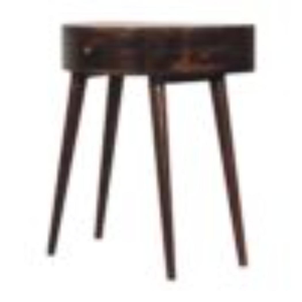 Odyssey Console Table | Solid Mango Wood | California Walnut Finish | Round Console Table with Drawer