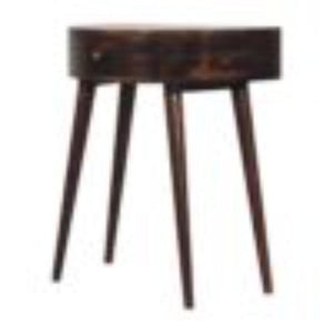 Odyssey Console Table | Solid Mango Wood | California Walnut Finish | Round Console Table with Drawer