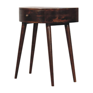 Odyssey Console Table | Solid Mango Wood | California Walnut Finish | Round Console Table with Drawer