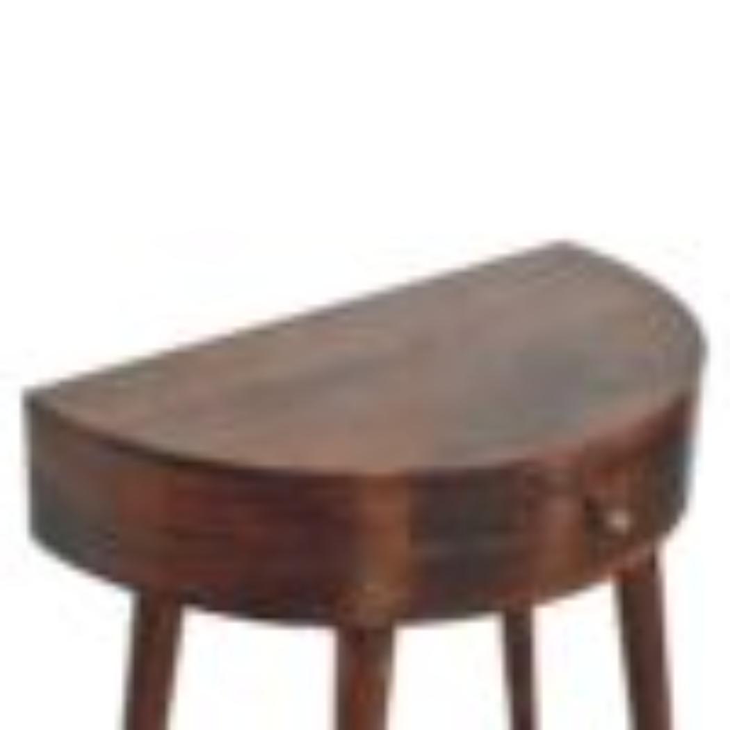 Odyssey Console Table | Solid Mango Wood | California Walnut Finish | Round Console Table with Drawer