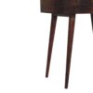 Odyssey Console Table | Solid Mango Wood | California Walnut Finish | Round Console Table with Drawer