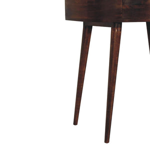 Odyssey Console Table | Solid Mango Wood | California Walnut Finish | Round Console Table with Drawer
