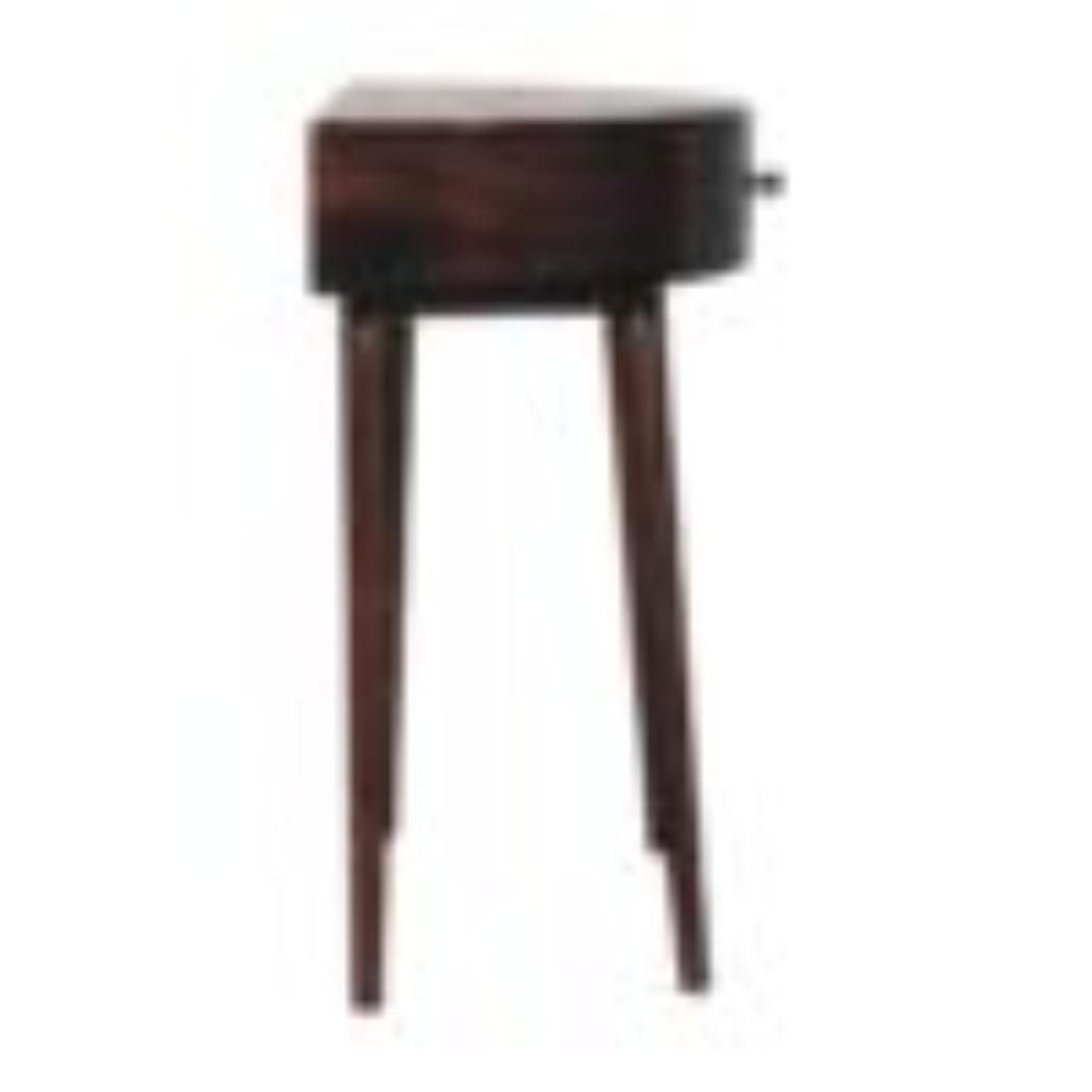 Odyssey Console Table | Solid Mango Wood | California Walnut Finish | Round Console Table with Drawer