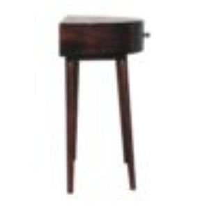 Odyssey Console Table | Solid Mango Wood | California Walnut Finish | Round Console Table with Drawer
