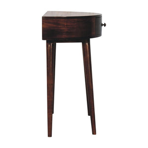 Odyssey Console Table | Solid Mango Wood | California Walnut Finish | Round Console Table with Drawer