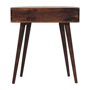 Odyssey Console Table | Solid Mango Wood | California Walnut Finish | Round Console Table with Drawer