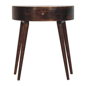 Odyssey Console Table | Solid Mango Wood | California Walnut Finish | Round Console Table with Drawer