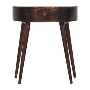 Odyssey Console Table | Solid Mango Wood | California Walnut Finish | Round Console Table with Drawer