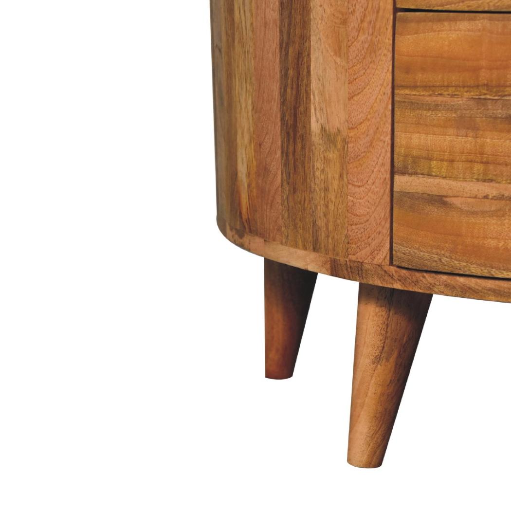 Odyssey Curved Chest of Drawers | Solid Mango Wood | Oak Finish | 3 Drawer Storage Chest