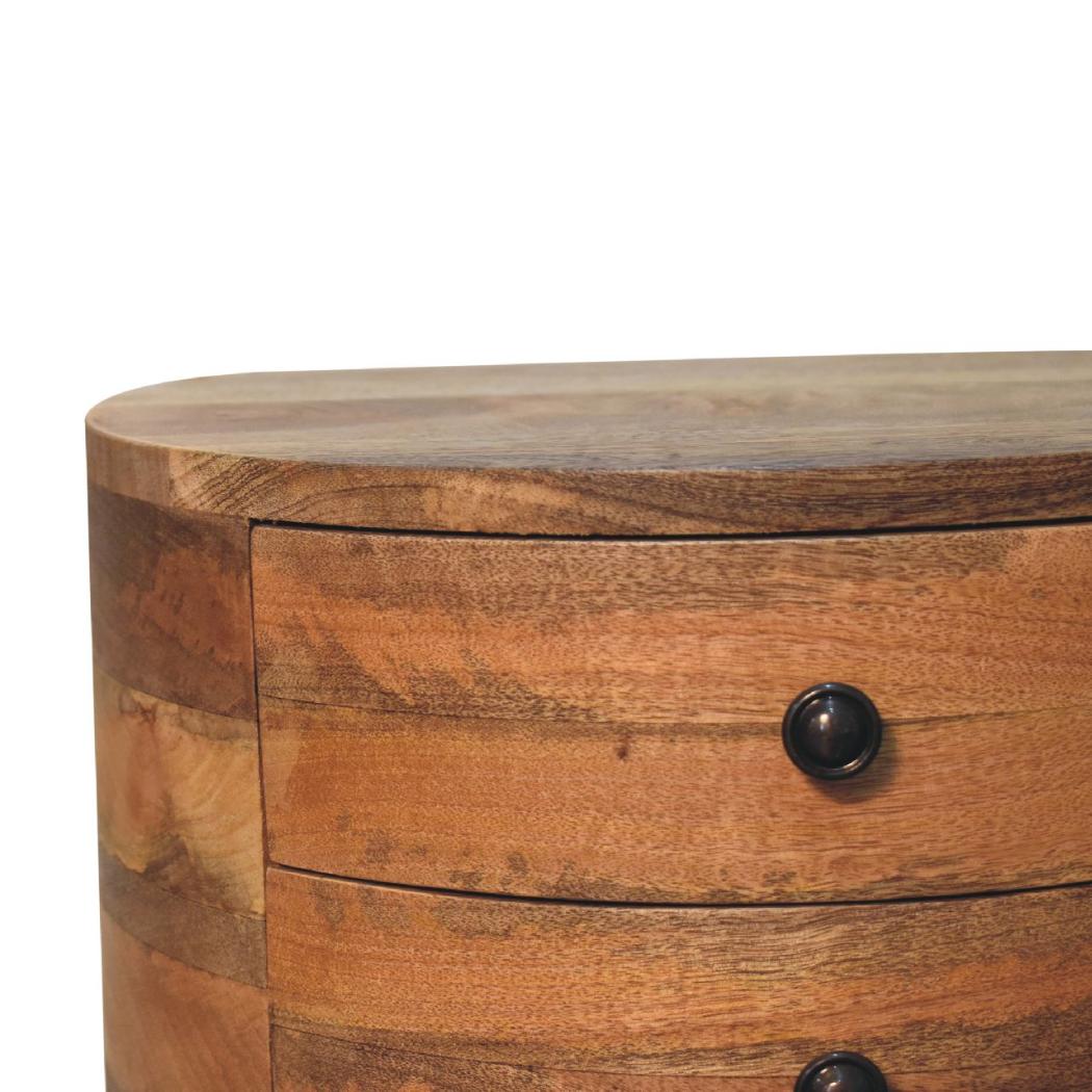Odyssey Oak-Inspired Tripod Bedside | Solid Mango Wood | Tripod Leg Design