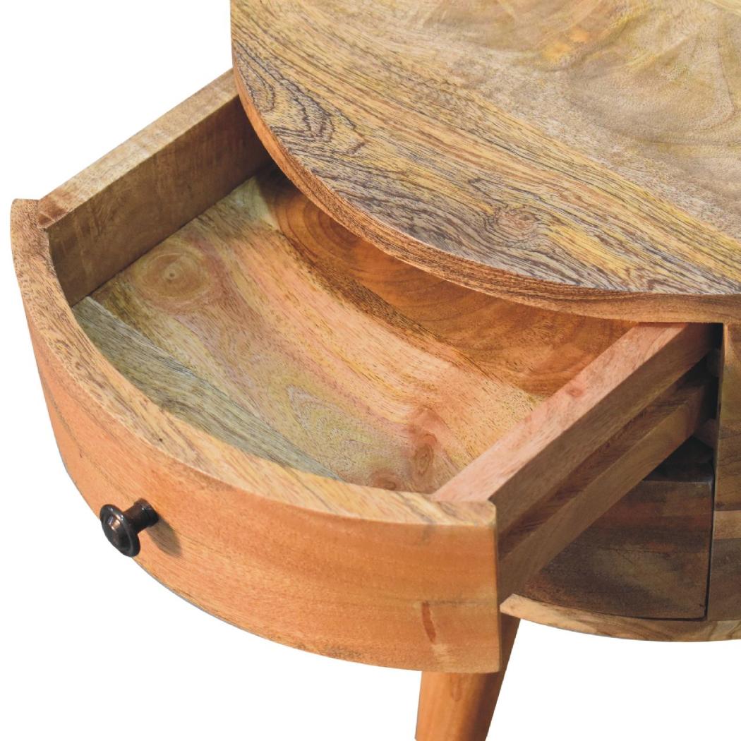 Odyssey Oak-Inspired Tripod Bedside | Solid Mango Wood | Tripod Leg Design