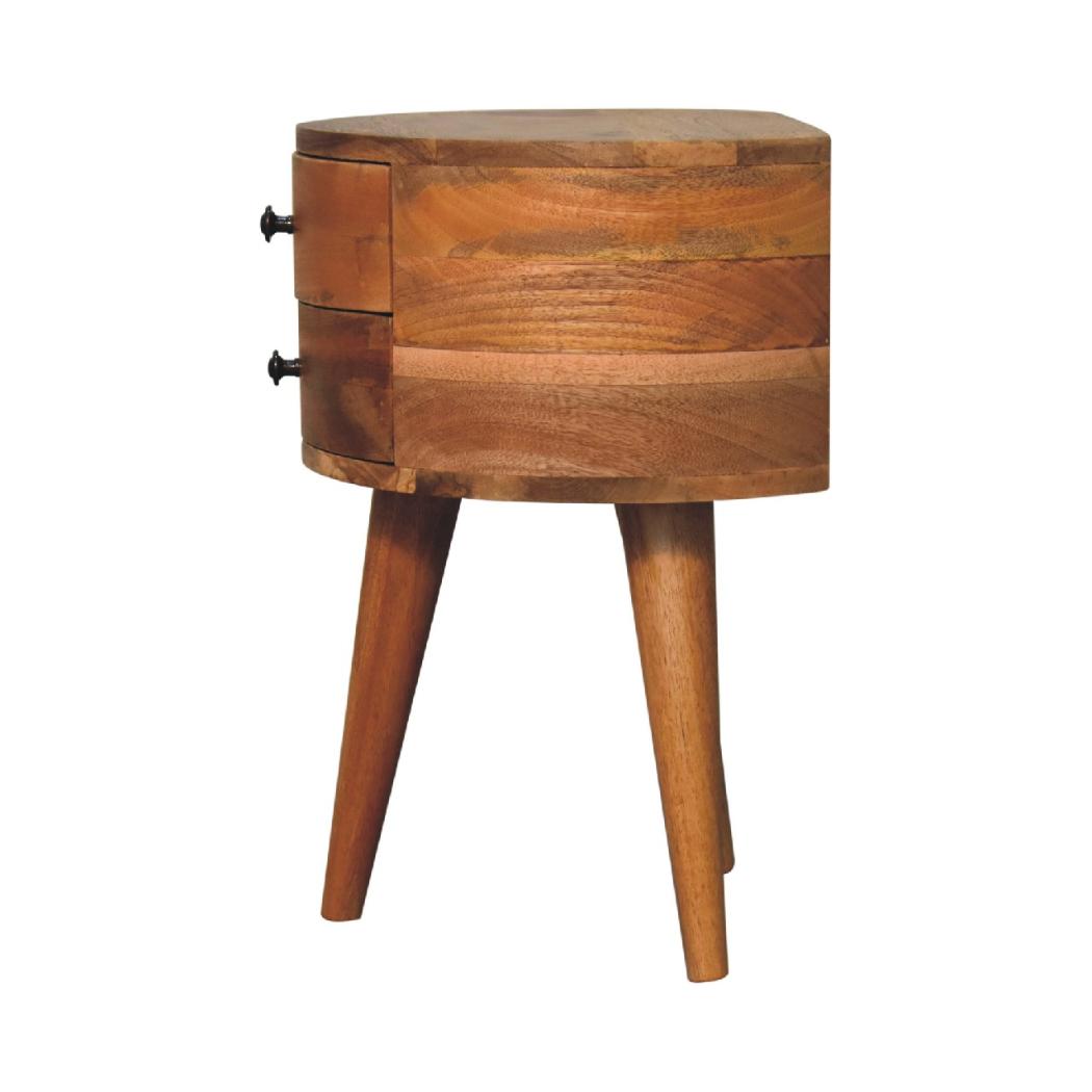 Odyssey Oak-Inspired Tripod Bedside | Solid Mango Wood | Tripod Leg Design