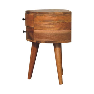 Odyssey Oak-Inspired Tripod Bedside | Solid Mango Wood | Tripod Leg Design