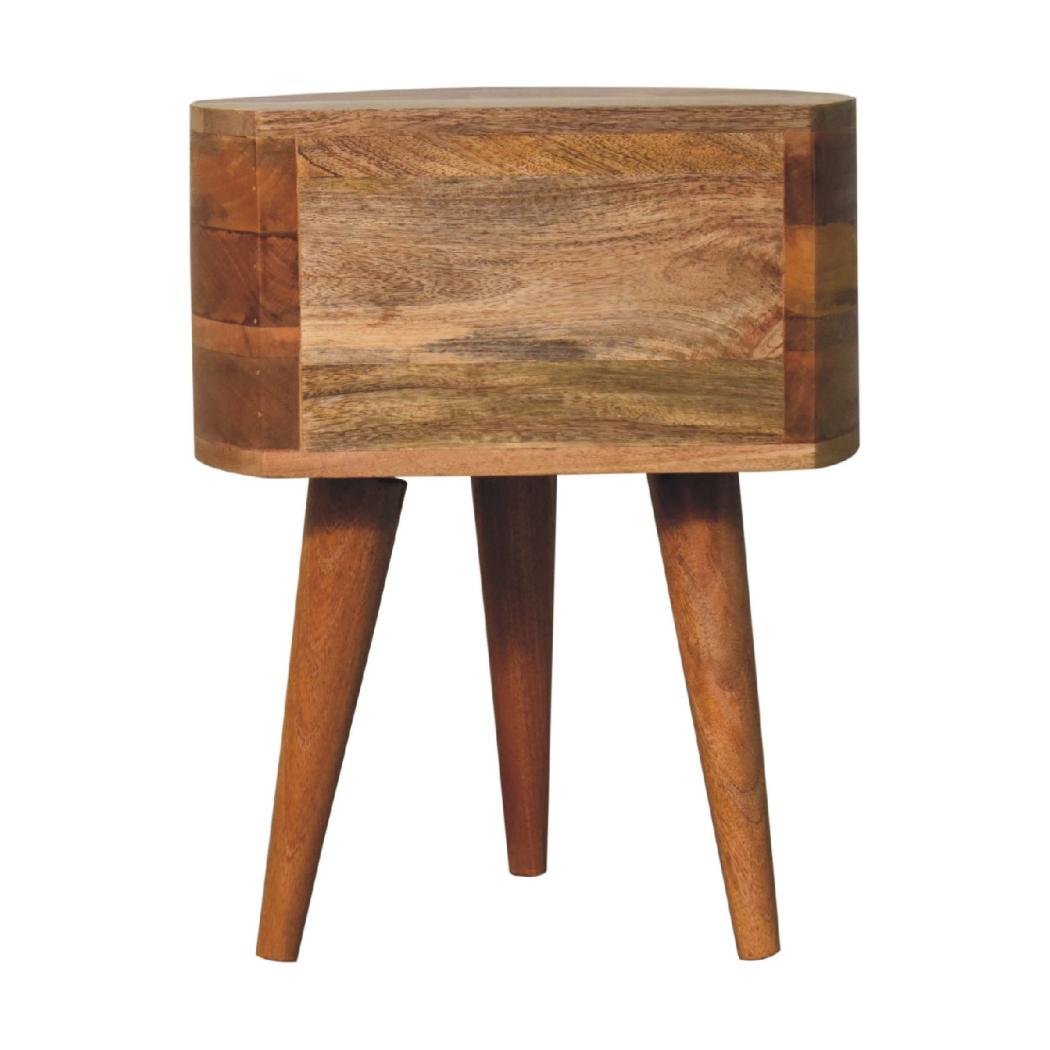 Odyssey Oak-Inspired Tripod Bedside | Solid Mango Wood | Tripod Leg Design