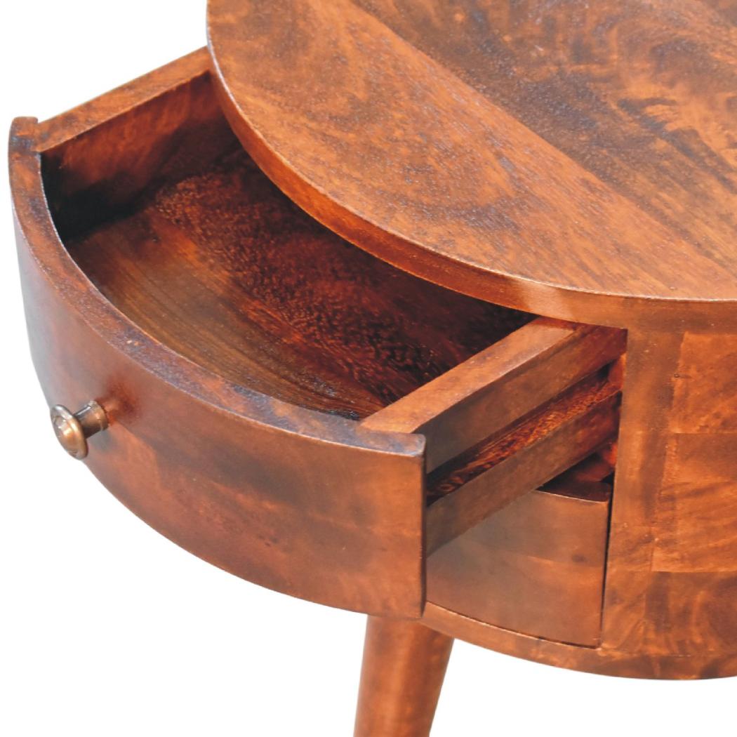 Odyssey Tripod Bedside | Solid Mango Wood | Natural Wood Finish | Tripod Leg Design