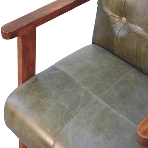 Olive Buffalo Leather Chair | Upholstered Accent Seating | Rich Natural Texture