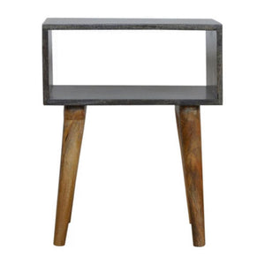 Open Bedside Table | Solid Mango Wood | Carbon Black Finish | Shelf Storage