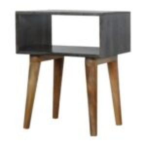 Open Bedside Table | Solid Mango Wood | Carbon Black Finish | Shelf Storage