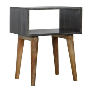 Open Bedside Table | Solid Mango Wood | Carbon Black Finish | Shelf Storage