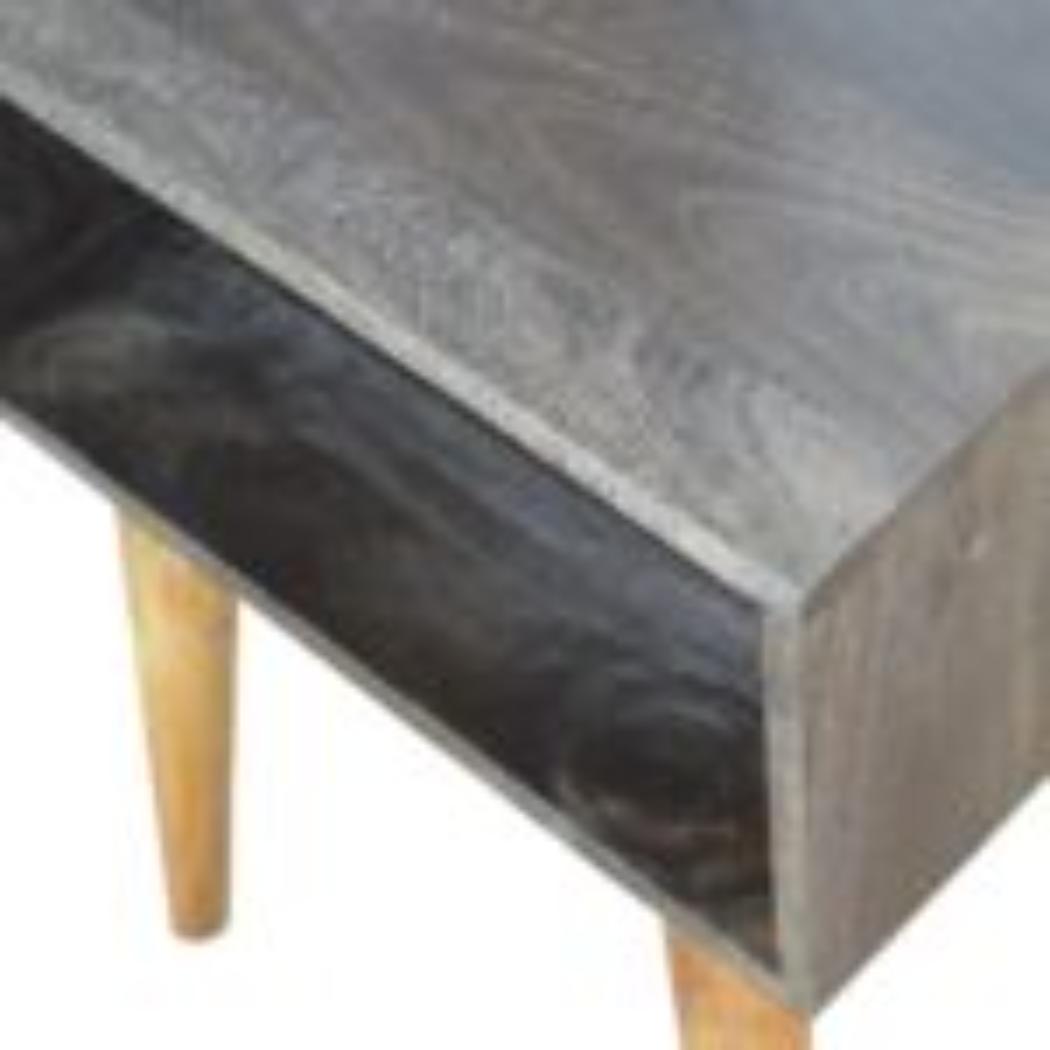 Open Bedside Table | Solid Mango Wood | Carbon Black Finish | Shelf Storage