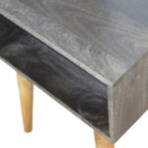 Open Bedside Table | Solid Mango Wood | Carbon Black Finish | Shelf Storage