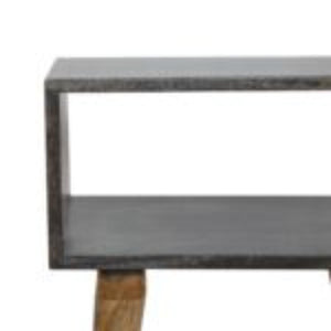 Open Bedside Table | Solid Mango Wood | Carbon Black Finish | Shelf Storage